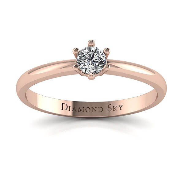 Klasyczny minimalizm - Pierścionek zaręczynowy z różowego złota z brylantem