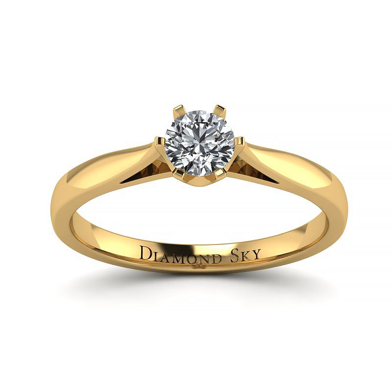 Diamentowy urok - Klasyczny pierścionek zaręczynowy Diamond Sky, żółte złoto, diament