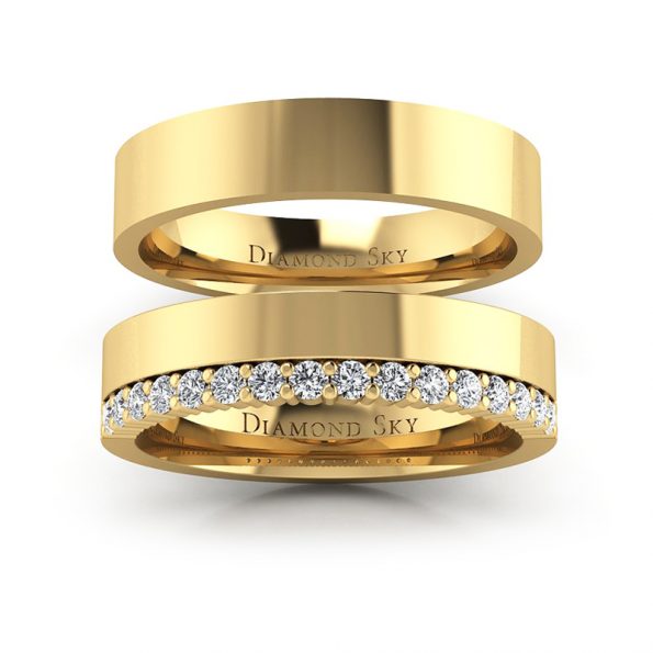 Ślubny blask - Obrączki ślubne Diamond Sky z żółtego złota z diamentami