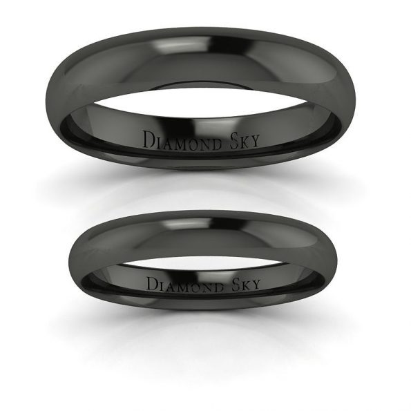 Czarny szyk - Półokrągłe obrączki ślubne z czarnego złota, 585, 3mm, 5mm