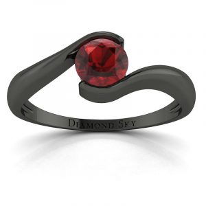 Pełna gracja - Pierścionek zaręczynowy Diamond Sky, czarne złoto, granat 0,60 ct