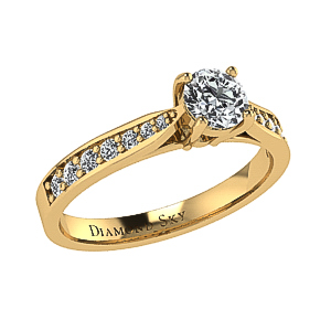 Contemporary Tension Set Pave Diamond Engagement Ring