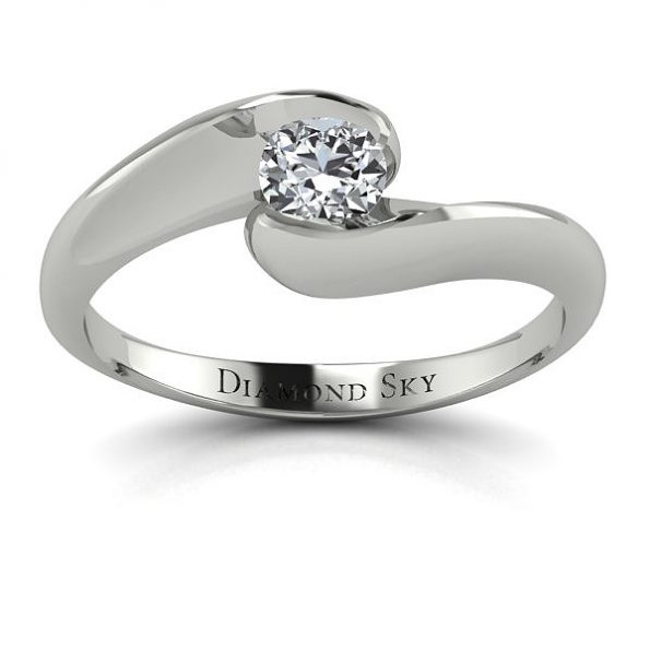 Nowoczesny kształt - Pierścionek zaręczynowy Diamond Sky, pallad, diament