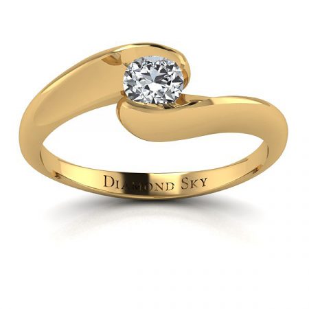 Nowoczesny kształt - Pierścionek zaręczynowy z żółtego złota z brylantem
