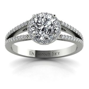Współczesna forma - Pierścionek zaręczynowy Diamond Sky, białe złoto, diamenty