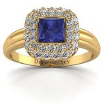Urzekające piękno - Pierścionek zaręczynowy Diamond Sky, żółte złoto, tanzanit, diamenty