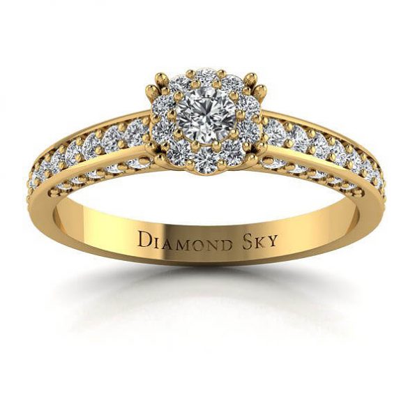 Diamentowy błysk - Pierścionek zaręczynowy z żółtego złota z brylantami
