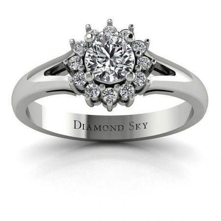 Wiosenny urok - Pierścionek zaręczynowy Diamond Sky, białe złoto, diamenty