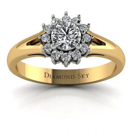 Wiosenny urok - Pierścionek zaręczynowy z dwukolorowego złota z diamentami