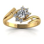 Kwitnące piękno - Pierścionek zaręczynowy z brylantami, żółte złoto, próba 750
