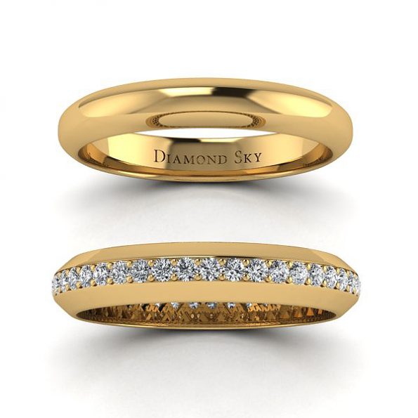 Błysk elegancji - Obrączki ślubne Diamond Sky, żółte złoto, diamenty
