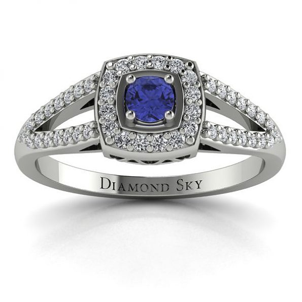 Współczesna elegancja - Pierścionek zaręczynowy Diamond Sky, białe złoto, tanzanit, diamenty