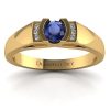 Brylantowy szyk - Nowoczesny pierścionek Diamond Sky, żółte złoto, szafir, diamenty