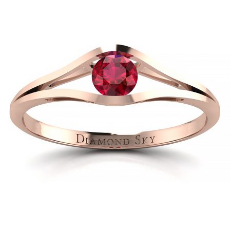 Nowoczesna forma - Pierścionek zaręczynowy Diamond Sky, różowe złoto, rubin