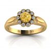 Kwiecisty kształt - Pierścionek zaręczynowy, Diamond Sky, żółte złoto, żółty diament, brylanty
