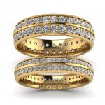 Uroczysty blask - Komplet obrączek ślubnych z żółtego złota z diamentami