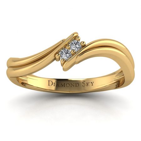 Nowoczesny duet - Nowoczesny pierścionek z żółtego złota z diamentami
