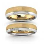 Nowy blask - Półokrągłe obrączki ślubne z dwukolorowego złota z diamentami