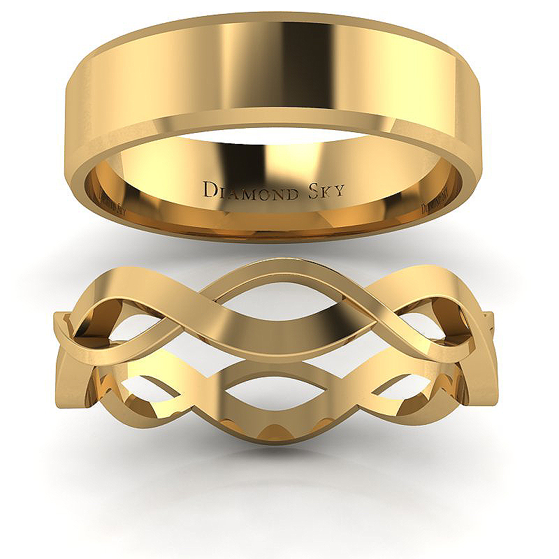 Związani miłością - Komplet obrączek ślubnych z żółtego złota, 4,5mm, 6mm