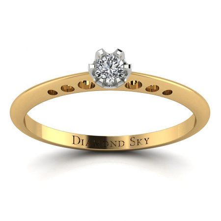 Nowoczesne piękno - Pierścionek zaręczynowy z dwukolorowego złota, diament