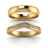 Dopasowana - Obrączki ślubne z żółtego złota z brylantami