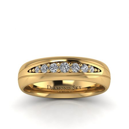 Diamentowe piękno - Obrączka ślubna z żółtego złota z brylantami 0,18 ct SI1/H, 5mm