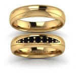 Diamentowe piękno - Obrączki ślubne z żółtego złota z czarnymi diamentami