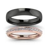 Elegancki blask - Obrączki ślubne z różowego i czarnego złota z diamentami