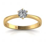 Elegancki błysk - Klasyczny pierścionek zaręczynowy z żółtego złota z diamentem