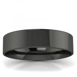 Klasyka w czerni - Płaska obrączka ślubna z czarnego złota, 5mm