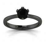 Ekskluzywny minimalizm - Klasyczny pierścionek zaręczynowy z czarnego złota z czarnym brylantem
