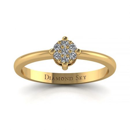 Diamentowy szyk - Pierścionek zaręczynowy z żółtego złota z diamentami