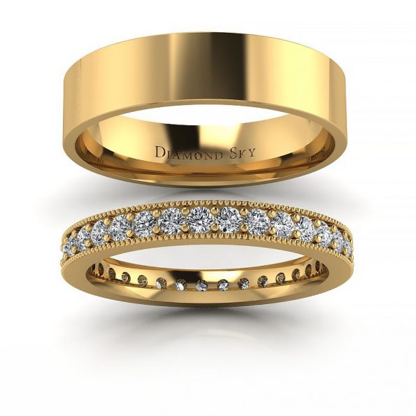 Diamentowy wdzięk - Obrączki ślubne z żółtego złota z brylantami