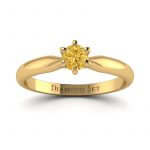 Elegancki minimalizm - Pierścionek zaręczynowy z żółtym diamentem, żółte złoto, próba 585