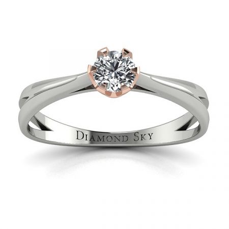 Zaręczynowa klasyka - Pierścionek Diamond Sky z białego i różowego złota z diamentem