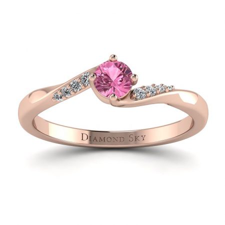 Brylantowy czar - Pierścionek Diamond Sky, różowe złoto, różowy szafir, diamenty