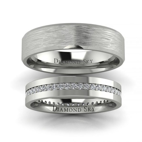 Blask miłości - Komplet obrączek ślubnych z platyny z diamentami