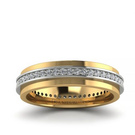 Miłość na zawsze - Obrączka ślubna z białego oraz żółtego złota z brylantami