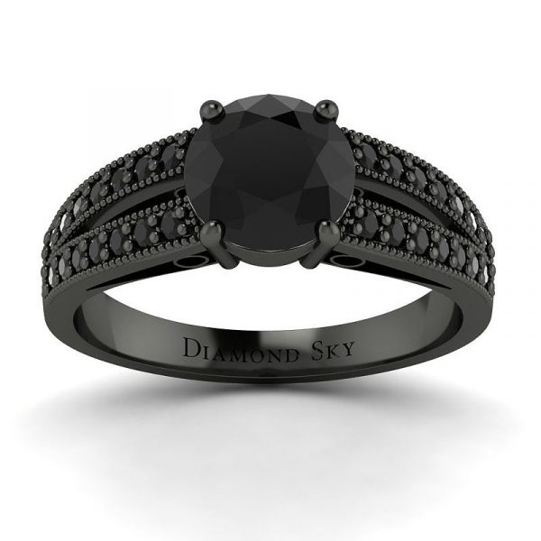 Diamentowe piękno – Pierścionek z czarnego złota z czarnymi diamentami