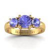 Trzy skarby - Pierścionek zaręczynowy Diamond Sky z żółtego złota z tanzanitami