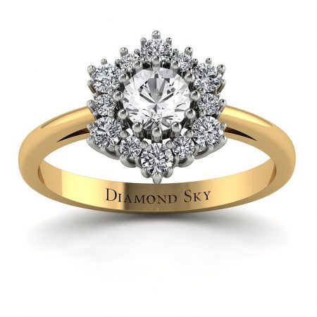 Magia momentu - Pierścionek zaręczynowy z dwukolorowego złota z białym szafirem i diamentami