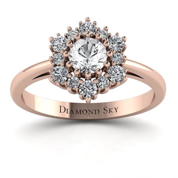 Magia momentu – Pierścionek zaręczynowy z różowego złota z białym szafirem i diamentami Diamond Sky