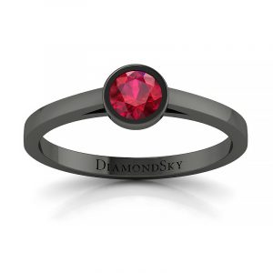 Współczesny minimalizm - Pierścionek Diamond Sky, czarne złoto, rubin