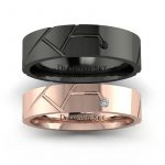 Nowoczesny minimalizm -Obrączki ślubne z różowego i czarnego złota z brylantem i czarnym diamentem