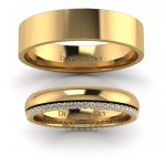 Diamentowe szczęście – Obrączki ślubne z żółtego złota z diamentami 1mm, Diamond Sky