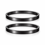 Klasyka w czerni - Komplet płaskich obrączek z czarnego złota, 3mm