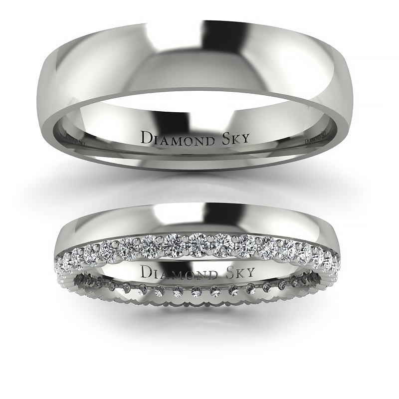 Diamentowe szczęście – Obrączki ślubne ze złota palladowego z diamentami