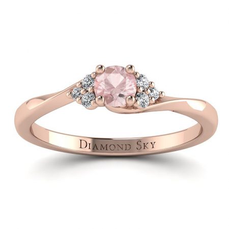 Nieskończony blask - Pierścionek zaręczynowy z różowego złota z morganitem i diamentami - Diamond Sky