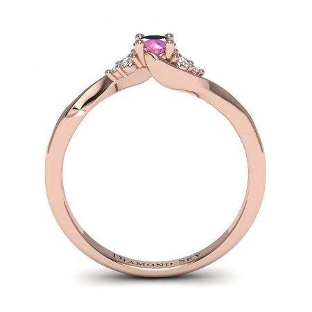 Nieskończony blask - Pierścionek zaręczynowy z różowego złota z różowym szafirem i diamentami - Diamond Sky