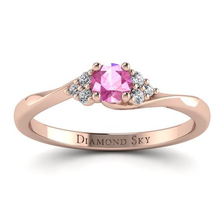 Nieskończony blask - Pierścionek zaręczynowy z różowego złota z różowym szafirem i diamentami - Diamond Sky